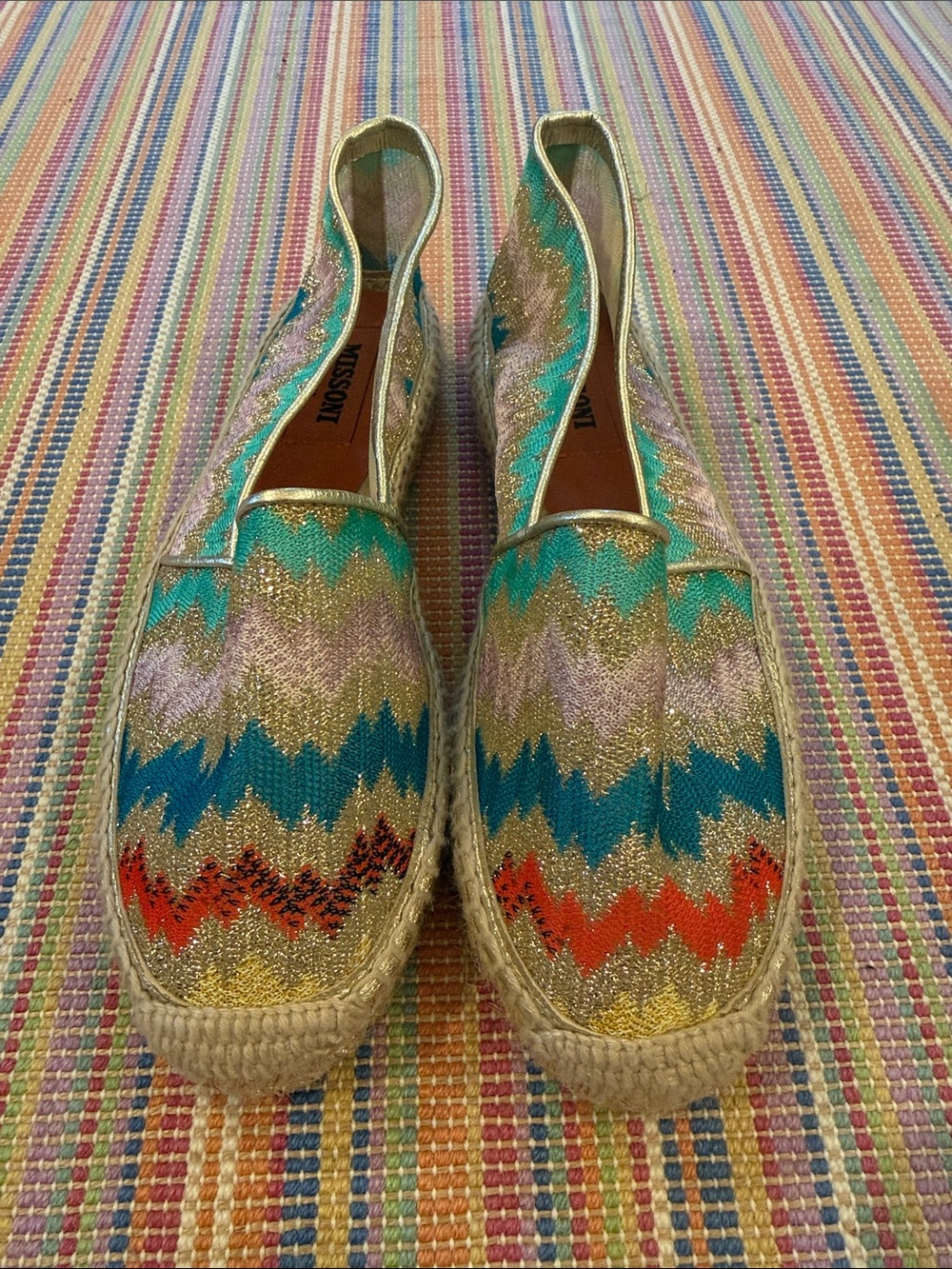 Missoni Multicolor Zigzag Metallic Espadrilles